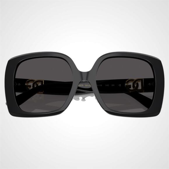 New Dolce & Gabbana Sunglasses Black Acetate Square Gold Metal DG main image 4